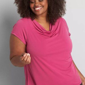 LANE BRYANT Plus Fuchsia Cowl-Neck Top